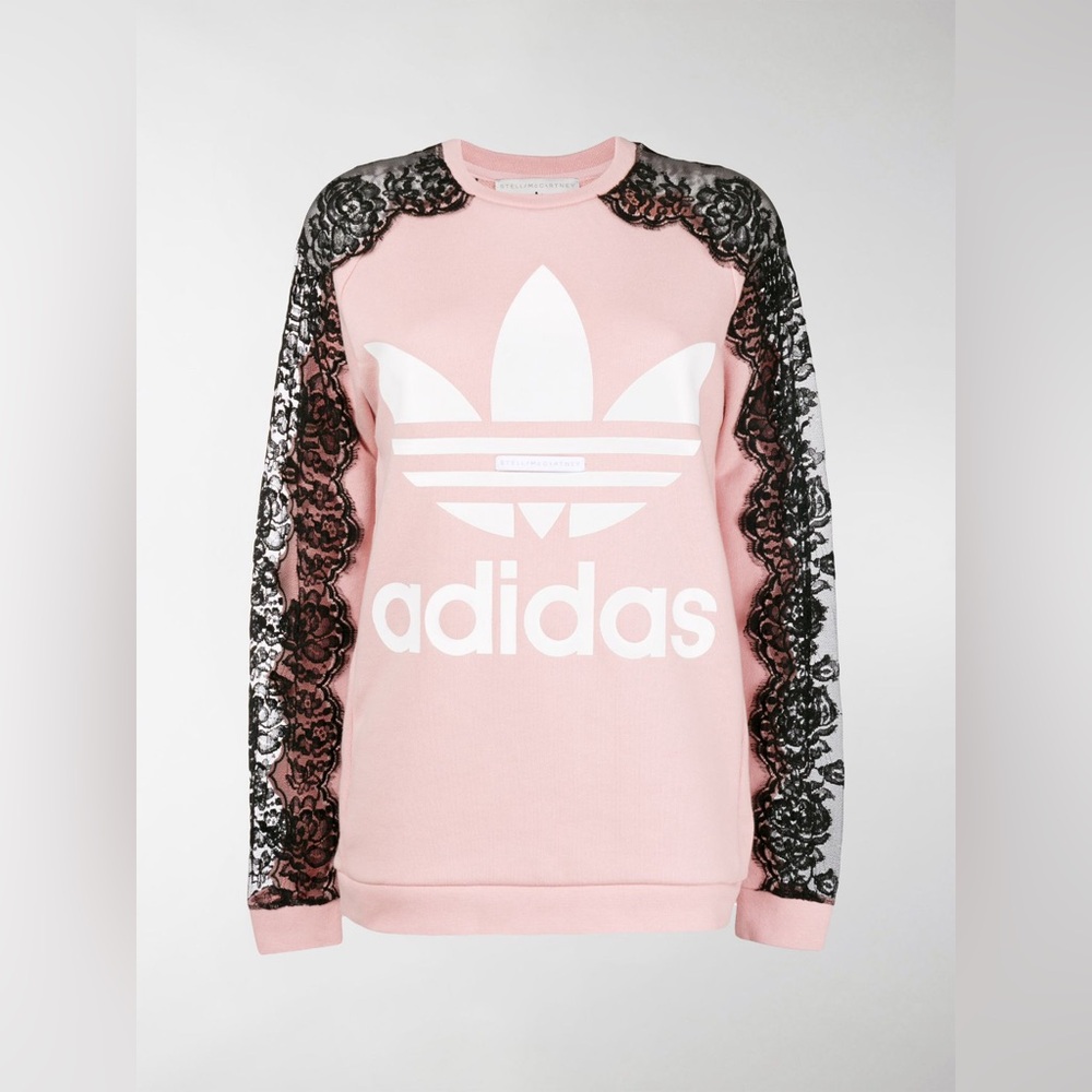 NWT Adidas By Stella McCartney Floral Lace Accent Sweatshirt Pullover XS